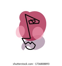 Abstract line art drawing vector illustration of woman face. Continuous line. Minimalist people icon.