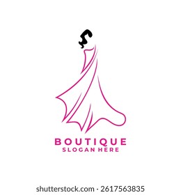 Abstract Line art Dress logo design vector template