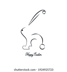 Abstract line art easter card. Minimalist hand drawn vector image. Happy easter.
