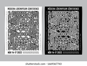 Abstract Line Art Event Flyer Template. Vector illustration.