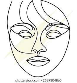 Cara Abstractas del arte de la línea con el Vector abstracto amarillo