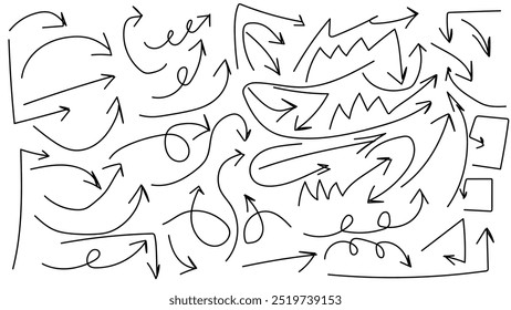 Abstract line art featuring various curved and straight arrows in different directions, creating dynamic and energetic composition. This design can be used for backgrounds or creative projects.