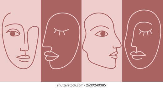 Abstract Line Art Female Portrait – Minimalist Woman Face Drawing for Modern Aesthetic and Wall Art