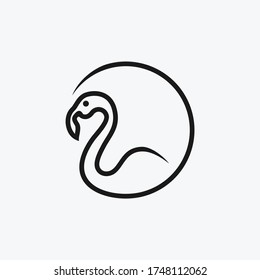 abstract line art flamingo vector illustrator