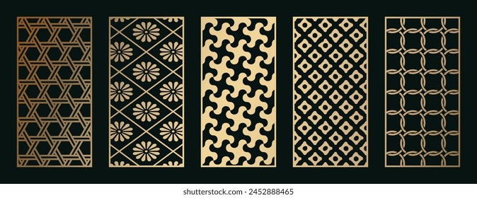 Abstract line art and flower pattern. Laser cut with line design pattern. Design for wood carving, wall panel decor, metal cutting, wall arts, cover background, wallpaper and banner.