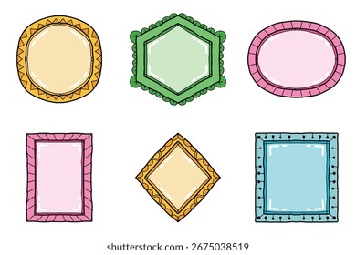 Abstract Line Art Frame Border Set Created For Graphic Designer