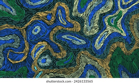 Abstract line art, full color illustration