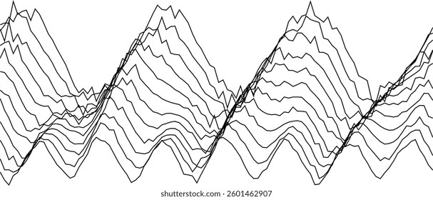 Abstract line art of geometric waves for contemporary wall art and graphic design.