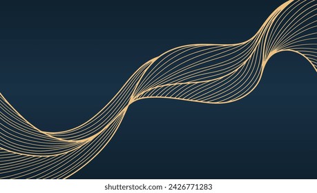 Abstract line art gold background. Luxury golden background. Vector background 库存矢量图