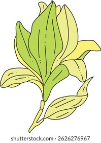 Abstract Line Art Golden Lily Flower Ornament Element 