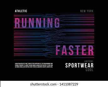 abstract line art gradient and t-shirt design vector for silkscreen printing sports athletic running wear on black background