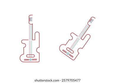 Abstract Line Art Illustration of a Colorful Electric Guitar.