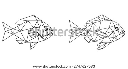 Abstract line art illustration featuring two fish composed of interconnected triangles, creating a low-poly effect against a clean white backdrop.