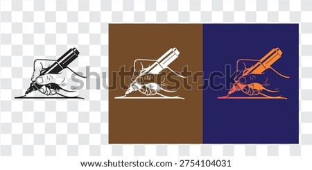 Abstract line art illustration of hand writing with fountain pen in variations