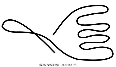 Abstract line art illustration. Minimalist design featuring flowing, organic shapes in black outline on a white background. Modern, simple, and versatile graphic element.