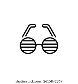 Abstract Line Art Illustration of Round Striped Glasses Fashion Symbol
