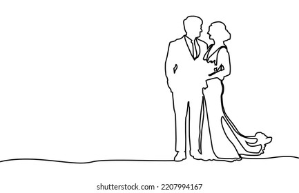 Abstract line art illustration wedding couple design