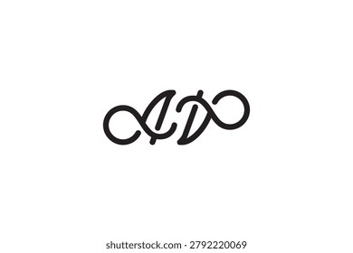 Abstract Line Art Infinity Leaf Monogram Logo Icon; Modern Minimalist Wedding Jewelry Brand Symbol