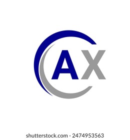 Abstrakte Zeilenart Anfangsbuchstaben AX-Logo. Dieses Logo wird auf kreative Weise mit abstrakter Schrift eingebunden.