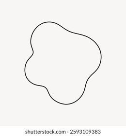 Abstract line art of an irregular, organic shape on a light background. Simple, minimalistic design with a single black line forming a fluid, abstract shape. Frame vector with copy space.
