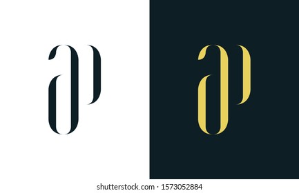 Abstract line art letter AP logo. This logo icon incorporate with two letter in the creative way. It will be suitable for Restaurant, Royalty, Boutique, Hotel, Heraldic, Jewelry.