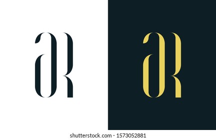 Abstract line art letter AR logo. This logo icon incorporate with two letter in the creative way. It will be suitable for Restaurant, Royalty, Boutique, Hotel, Heraldic, Jewelry.