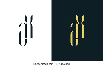 Abstract line art letter AX logo. This logo icon incorporate with two letter in the creative way. It will be suitable for Restaurant, Royalty, Boutique, Hotel, Heraldic, Jewelry.
