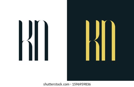 Abstract line art letter KN logo.