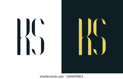 Abstract line art letter KS logo.