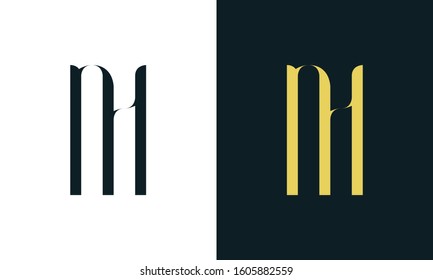 Abstract line art letter NH logo. This logo icon incorporate with two letter in the creative way. It will be suitable for Restaurant, Royalty, Boutique, Hotel, Heraldic, Jewelry.