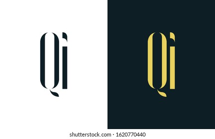 Abstract line art letter QI logo. This logo icon incorporate with two letter in the creative way.