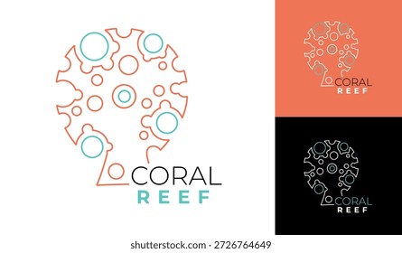 Logotipo de arte de línea Abstractas inspirado en estructuras de arrecifes de coral con forma de árbol. El diseño moderno y minimalista simboliza el crecimiento, la vida, la sostenibilidad y la ecología marina. Adecuado para marcas ecológicas, organizaciones ambientales, negocios enfocados en la naturaleza, proyectos de bienestar, educación y conservación. Funciona bien en impresión y marca digital.