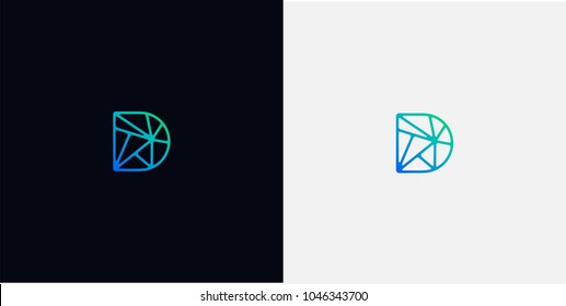 Abstract Line Art Logo. Letter D Tech Logo Template