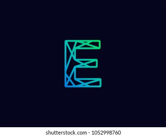 Abstract line art  logo. letter E  tech logo template