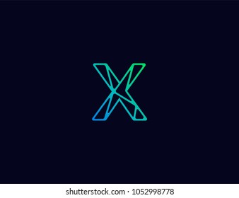 Abstract line art  logo. letter X  tech logo template