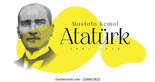 Abstrakte Linienkunst von Mustafa Kemal Atatürk (1881-1938) Porträt.