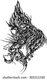 Abstract line art of nature elements