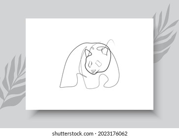 Abstract line art of panda. Abstract hand drawn vector illustration. Abstract animal art design for print, home decor, cover, wallpaper, Minimal and natural wall art posters