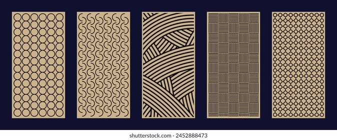 Abstractas patrón de arte de línea. Corte por láser con diseño de línea. Diseño para tallado en madera, decoración de paneles de pared, corte de metales, artes de pared, fondo de cubierta, Fondo de pantalla y Anuncio.