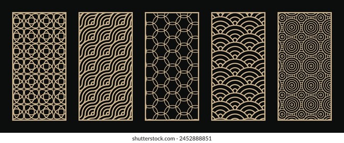 Abstractas patrón de arte de línea. Corte por láser con diseño de línea. Diseño para tallado en madera, decoración de paneles de pared, corte de metales, artes de pared, fondo de cubierta, Fondo de pantalla y Anuncio.