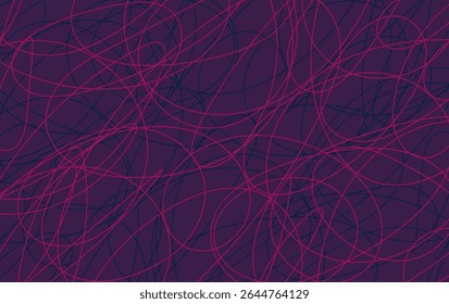Abstract line art pattern on dark background. A vibrant design featuring chaotic, intertwining lines in shades of pink against a dark background. The pattern is perfect for modern decor themes.