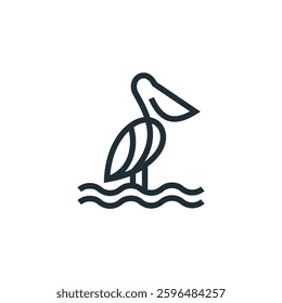 abstract line art pelican logo icon