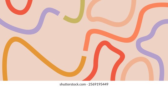 Abstract line art playful background. Vector illustration playfull, funny, colorful