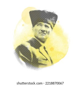 Resumen de ilustraciones de arte en línea de Mustafa Kemal Atatürk, primer presidente de la República de Turquía.