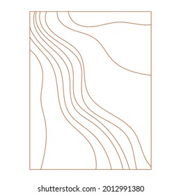 Abstract line art print with ocean landscapes. Contemporary wall art. Vector illustration.