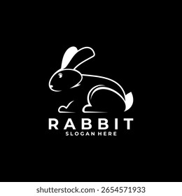 Abstract line art rabbit logo design vector template