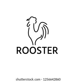 abstract line art rooster vector design template