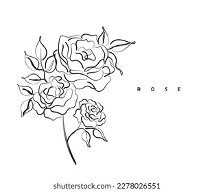 Abstract line art of rose. Flower vector art