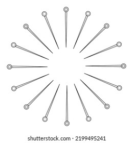 Una línea abstracta de una forma redonda con rayos. Ilustración vectorial. Para decoración, textil, tatuajes, logotipo, icono