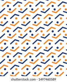 Abstract Line Art Seamless Pattern with sweet color, orange blue hipster line art, Fabric pattern Vector.